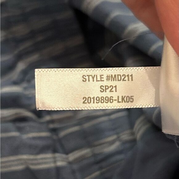 Madewell Blue Linen-Blend Track Trousers in Stripe Size Medium style MD211 - Picture 11 of 14